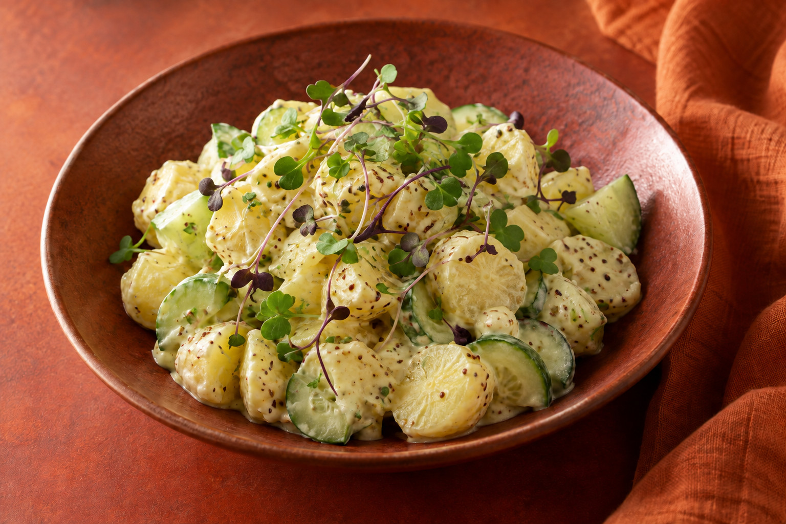 Kartoffelsalat mit Pfeffergrün – KI-generiertes Servierbeispiel