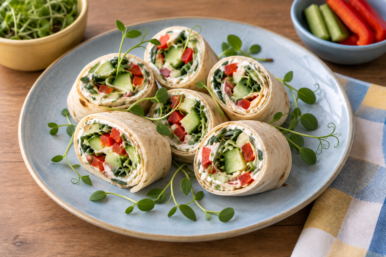 Wrap-Röllchen – KI-generiertes Servierbeispiel