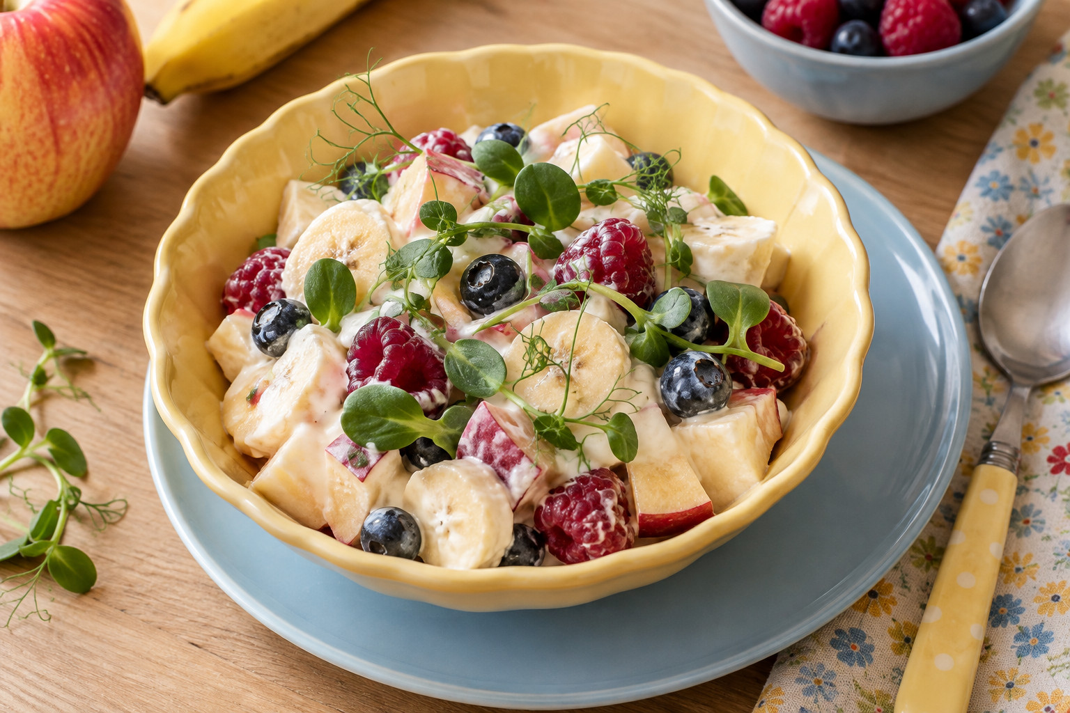 Obstsalat mit Crunch – KI-generiertes Servierbeispiel